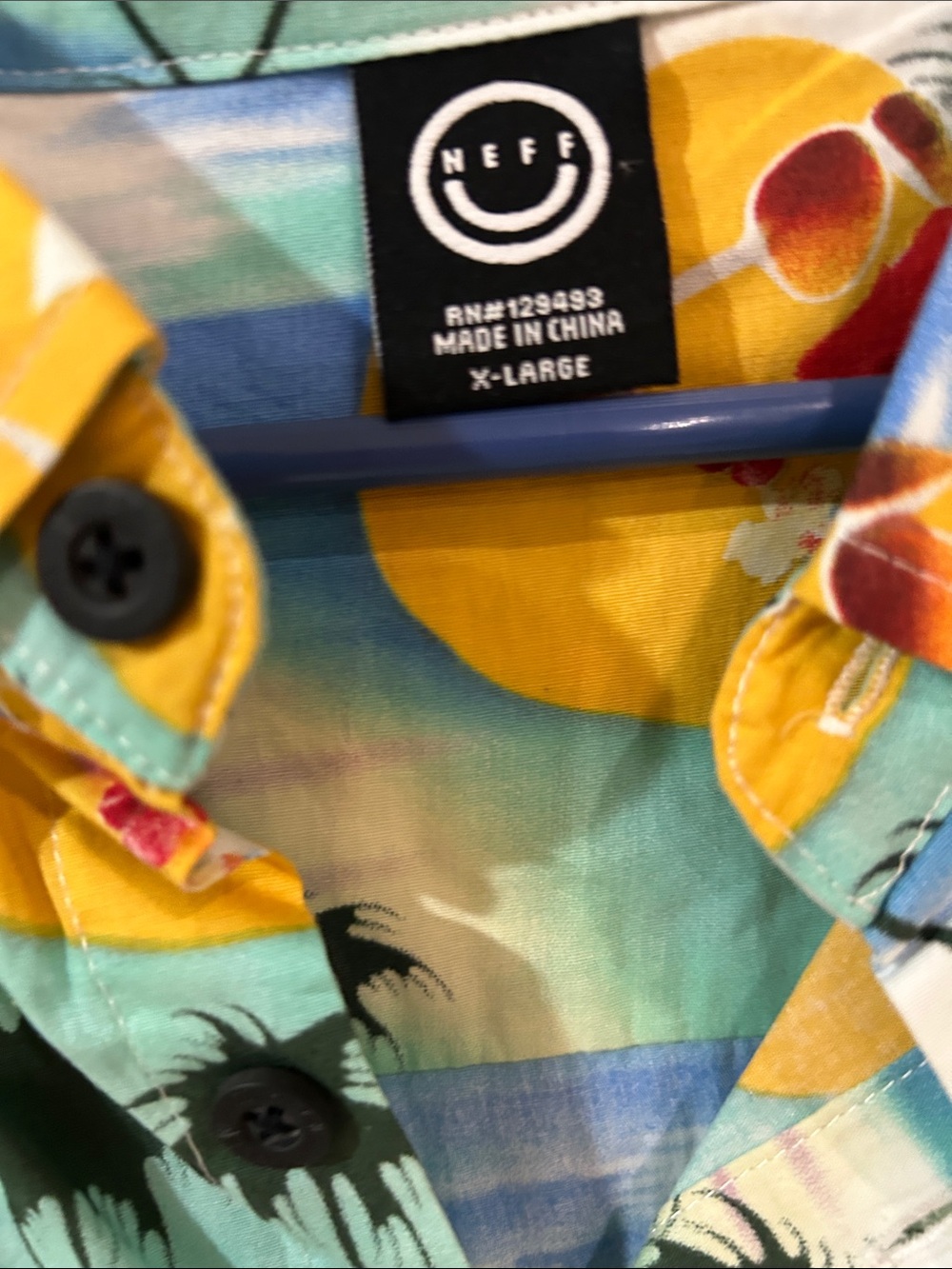 Neff Aqua Tropical Palm Button-Up Shirt - Picture 2 of 3